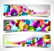 Three abstract vector banner background