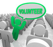 Volunteer Speech Bubble Person in Helper Crowd