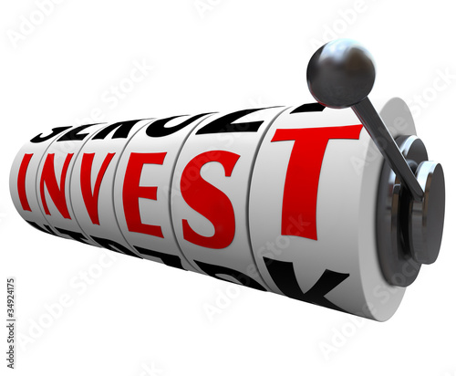 Illustrazione: Invest Word Slot Machine Wheels - Risky Investment Invest Word Slot Machine Wheels - Risky Investment