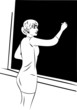 a she wrote in chalk on a blackboard
