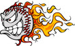 Flaming Baseball or Softball Face Vector Cartoon Flaming Baseball or Softball Face Vector Cartoon