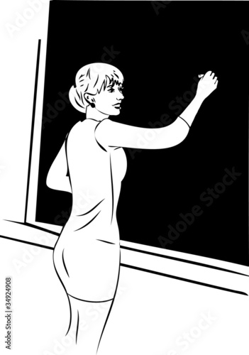 Vector: a she wrote in chalk on a blackboard a she wrote in chalk on a blackboard