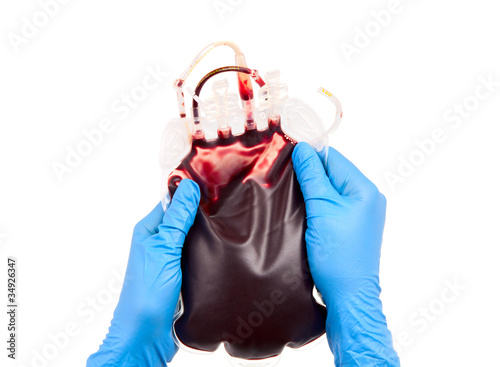 Photo: bag of blood in the hand bag of blood in the hand