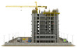 Construction site: incomplete skyscraper isolated Construction site: incomplete skyscraper isolated