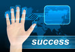 businessman hand pushing success button