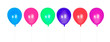 Six colorful balloons inflated