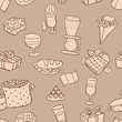 Hand drawn seamless pattern: belgian traditional food and beer. Hand drawn seamless pattern: belgian traditional food and beer.