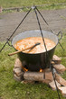 Kettle, caldron, cauldron on fire