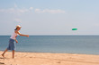 girl playing frisbee