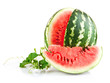 juicy watermelon in cut with green leaf juicy watermelon in cut with green leaf