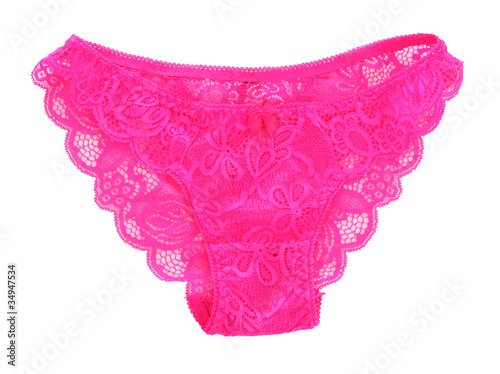 Photo: Woman's lacy panties on white background Woman's lacy panties on white background