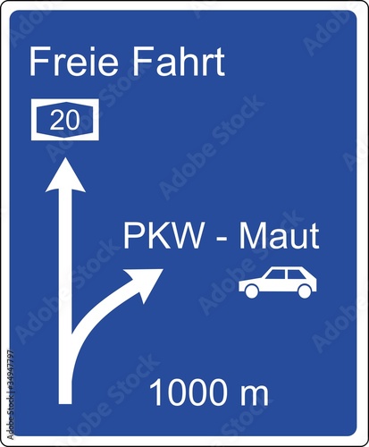 Vector: Autobahnschild mit PKW Maut Autobahnschild mit PKW Maut