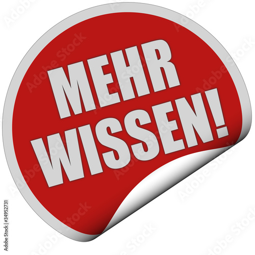 Illustration: Sticker rot rund curl unten MEHR WISSEN! Sticker rot rund curl unten MEHR WISSEN!
