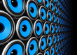 blue speakers wall