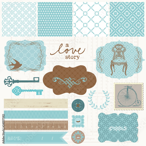 Vector: Scrapbook design elements - Vintage Love Set Scrapbook design elements - Vintage Love Set