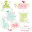 Sweet Doodle Frames with Birds and Bird Houses