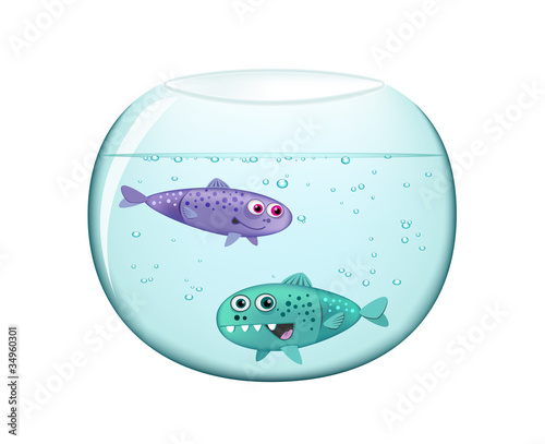 Vector: Two Funny Illuminated Fish in Aquarium Two Funny Illuminated Fish in Aquarium