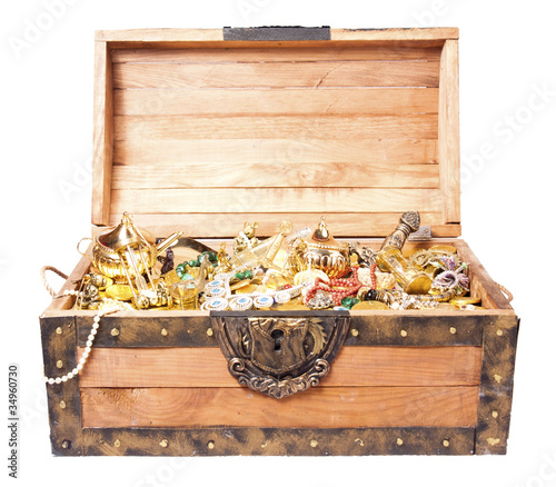 Photo: treasure chest isolated on white treasure chest isolated on white