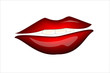 red Sensual mouth with smile. vector