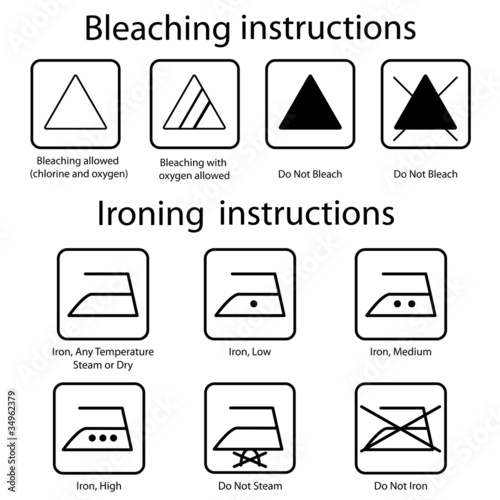 Vector: Bleaching and Ironing instruction Bleaching and Ironing instruction