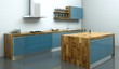 Küchendesign - Küche blau mit Holz Küchendesign - Küche blau mit Holz