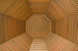 The interior view of the wooden roof