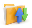 Folder 3d icon. Date transferring concepts. Isolated
