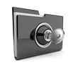 Black folder and lock. Data security concept. 3D isolated
