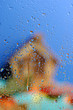 Out of Focus Country House behind Wet Glass Out of Focus Country House behind Wet Glass