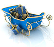 Christmas Santa sledge with gifts on a white background