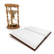 Abstract image of sand-glasses and open book Abstract image of sand-glasses and open book