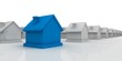 Illustration: blue house in the foreground blue house in the foreground