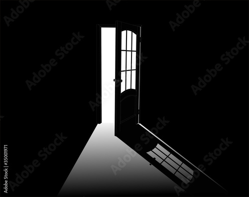 Vektor: open door outline illustration open door outline illustration