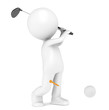 3D little human character Playing Golf. Ball and Tee