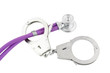 Stethoscope and handcuffs isolated on white background
