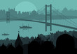 Old and new skyscraper city landscape illustration
