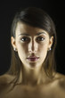 Serious mixed race woman