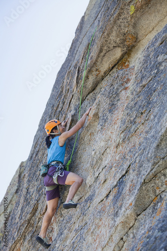 Photo: Japanese woman rock climbing Japanese woman rock climbing