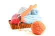 multicolored clews in basket isolated multicolored clews in basket isolated
