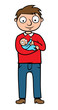Vector: Father holding and playing with baby Father holding and playing with baby