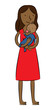 Vector: Dark skin mother holding her baby Dark skin mother holding her baby