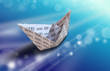 paper boat on abstract background