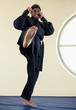 African American man practicing karate