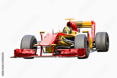 Photo: Red race car with driver Red race car with driver