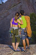 Couple preparing for rock climbing