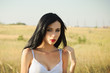 Photo: Portrait of beautiful young girl in white dress Portrait of beautiful young girl in white dress