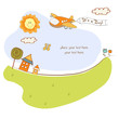baby boy announcement card with airplane