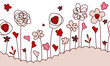 Seamless horizontal border with stylized growing flowers Seamless horizontal border with stylized growing flowers