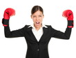Boxing gloves business woman angry
