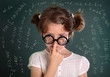 Little girl with thick bottle glasses Little girl with thick bottle glasses
